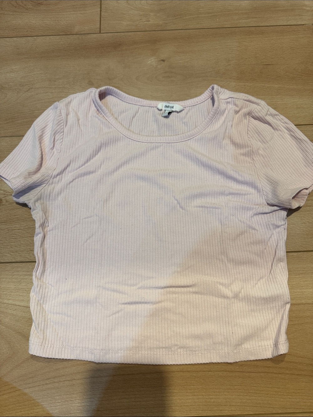 Ribbed Pale Pink Crop Tee - Women's Short Sleeve